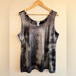 Chico’s Silver Shiny Cocktail Tank Extra Large